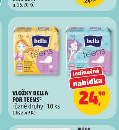 VLOŽKY BELLA FOR TEENS* různé druhy | 10 ks