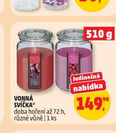 VONNÁ SVÍČKA* doba hoření až 72 h, různé vůně | 1 ks