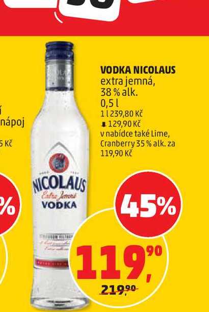 VODKA NICOLAUS extra jemná, 38% alk. 0,5l