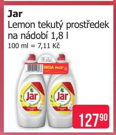 Jar Lemon tekutý prostředek na nádobí 1,8 l