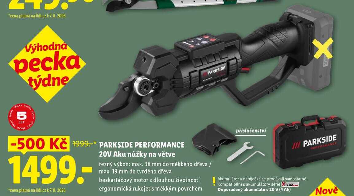 PARKSIDE PERFORMANCE 20V Aku nůžky na větve 