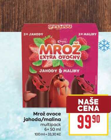 Mrož ovoce jahoda/malina multipack 6× 50 ml 