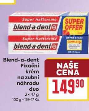 Blend-a-dent Fixační krém na zubní náhradu duo 2× 47 g