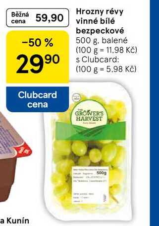 Hrozny révy vinné bílé bezpeckové, 500 g, balené 