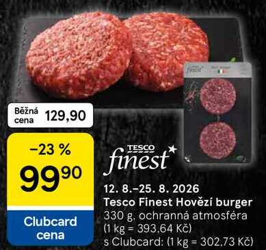 Tesco Finest Hovězí burger, 330 g 
