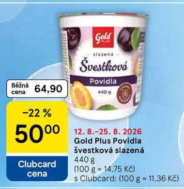 Gold Plus Povidla švestková slazená, 440 g