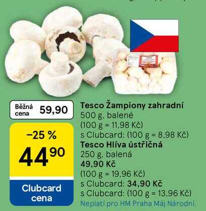 Tesco Žampiony zahradni, 500 g, balené 