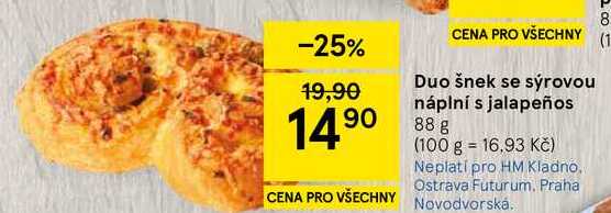 Duo šnek se sýrovou náplní s jalapeños, 88 g 