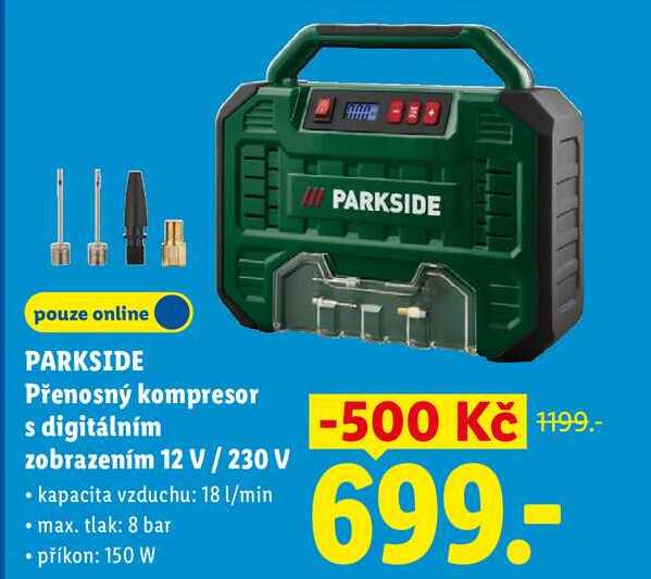 PARKSIDE Přenosný kompresor s digitálním zobrazením 12 V/230 V 