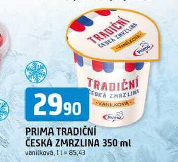 PRIMA TRADIČNÍ ČESKÁ ZMRZLINA 350 ml vanilková