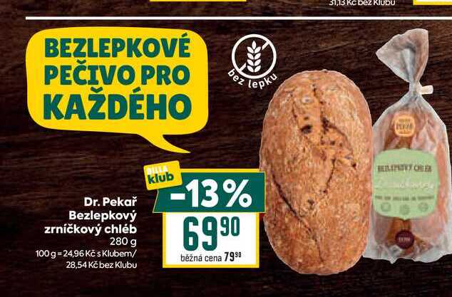 Dr. Pekař Bezlepkový zrníčkový chléb 280 g
