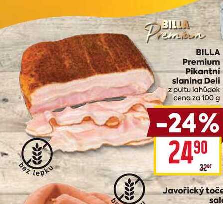 BILLA Premium Pikantní slanina Deli z pultu lahůdek cena za 100 g