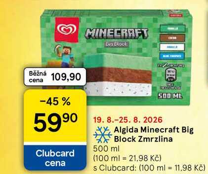 Algida Minecraft Big Block Zmrzlina, 500 ml 