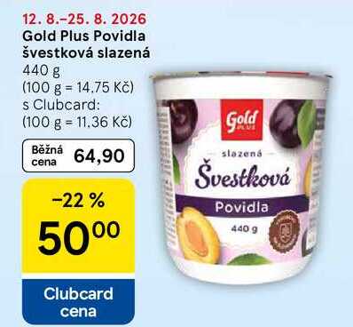 Gold Plus Povidla švestková slazená, 440 g