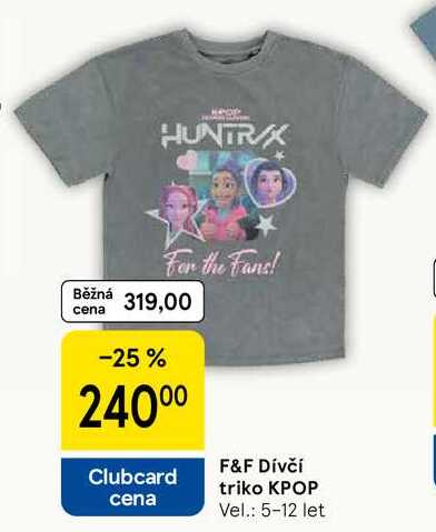 F&F Dívčí triko KPOP Vel.: 5-12 let 