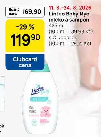 Linteo Baby Mycí mléko a šampon, 425 ml