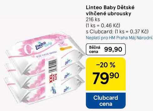 Linteo Baby Dětské vlhčené ubrousky, 216 ks