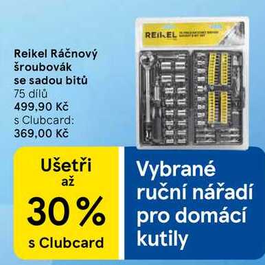 Reikel Ráčnový šroubovák se sadou bitů, 75 dílů 