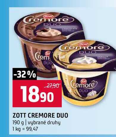 ZOTT CREMORE DUO 190 g vybrané druhy