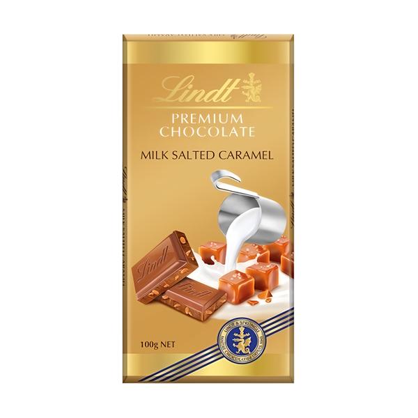 Lindt Čokoláda Gold Tablet Premium Mléčná s kousky slaného karamelu