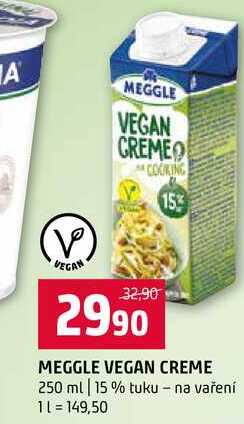 MEGGLE VEGAN CREME 250 ml 15 % tuku na vaření 