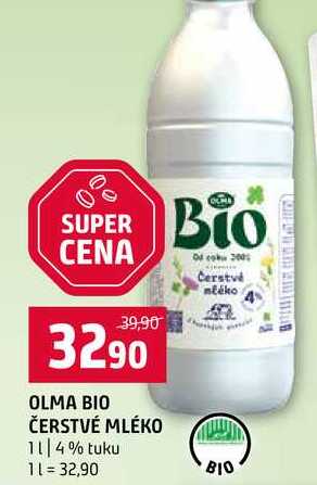 OLMA BIO ČERSTVÉ MLÉKO 1l 4% tuku 