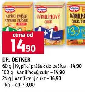 DR. OETKER 60 g Kypřicí prášek do pečiva 100 g 24 g Vanilkový cukr
