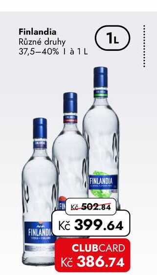 Finlandia Různé druhy 37,5-40% 1 à 1L    