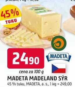 MADETA MADELAND SÝR 45% tuku, 100g