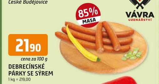 DEBRECÍNSKÉ PÁRKY SE SÝREM 100g
