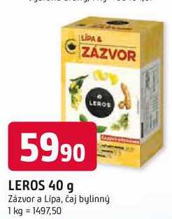 LEROS 40 g Zázvor a Lípa, čaj bylinný