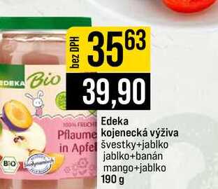 Edeka kojenecká výživa Apfel švestky+jablko jablko+banán mango+jablko 190 g
