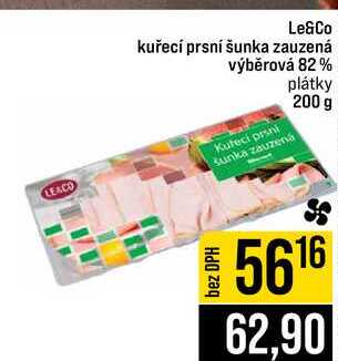 Le&Co kuřecí prsní šunka zauzená výběrová 82% plátky 200 g