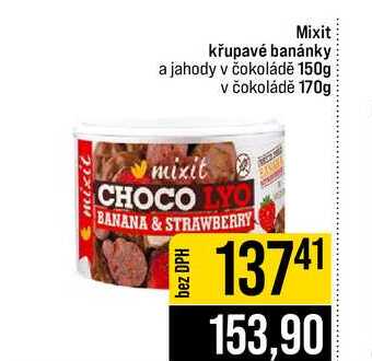 Mixit křupavé banánky a jahody v čokoládě 150g v čokoládě 170g 