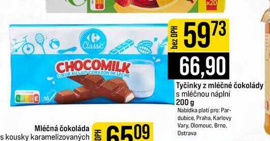 Tyčinky z mléčné čokolády s mléčnou náplní 200 g