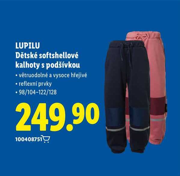 LUPILU Dětské softshellové kalhoty s podšívkou