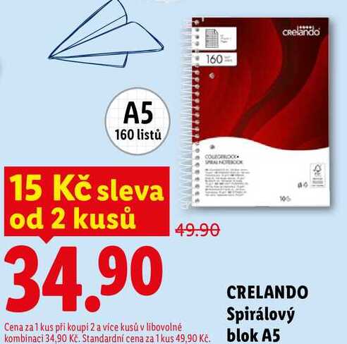 CRELANDO Spirálový blok A5 1