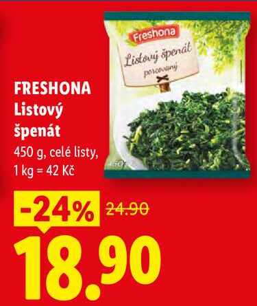 FRESHONA Listový špenát, 450 g