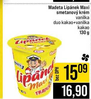 Madeta Lipánek Maxi smetanový krém vanilka duo kakao+vanilka kakao 130 g 