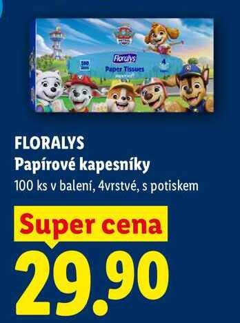 FLORALYS Papírové kapesníky, 100 ks v balení