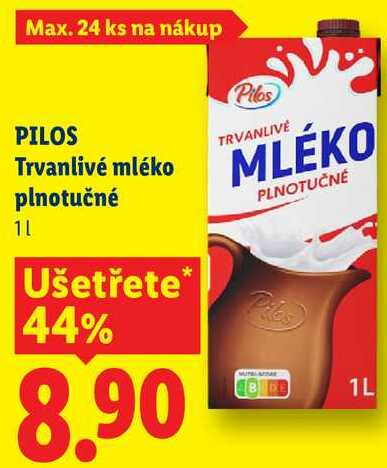 PILOS Trvanlivé mléko plnotučné, 1l