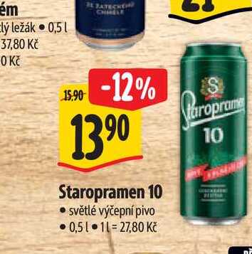 Staropramen 10 světlé výčepní pivo 0,5 l