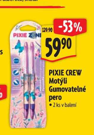   PIXIE CREW Motýli Gumovatelné pero  2 ks v balení 