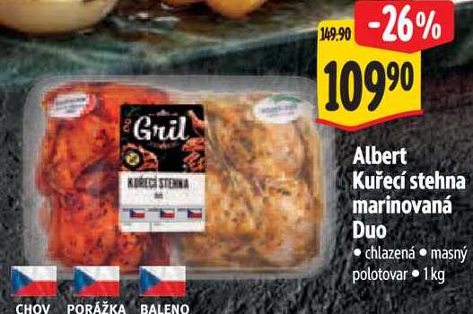 Albert Kuřecí stehna marinovaná Duo, 1 kg
