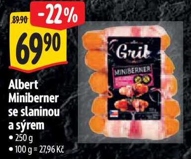 Albert Miniberner se slaninou a sýrem, 250 g