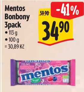 Mentos Bonbony 3pack, 113 g
