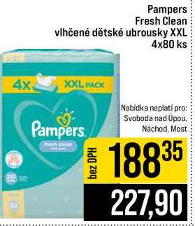 Pampers Fresh Clean vlhčené dětské ubrousky XXL 4x80 ks 