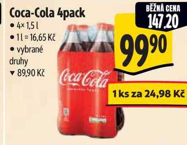 Coca-Cola 4pack, 4x 1,5 l
