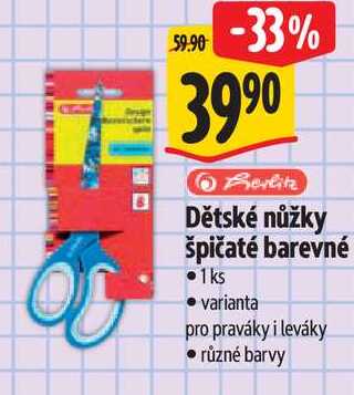 Dětské nůžky špičaté barevné