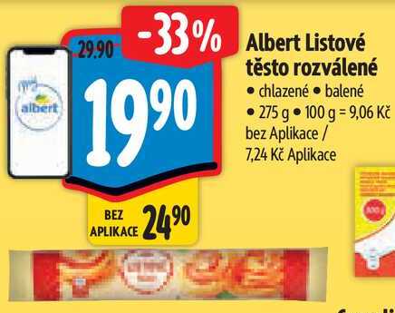 Albert Listové těsto rozválené, 275 g
